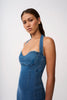 Savannah Denim Halter Midi Dress | Final Sale - Blue Denim