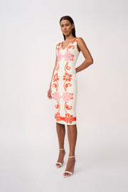 Sierra Paradiso Shift Midi Dress | Final Sale - Pink Red Orange