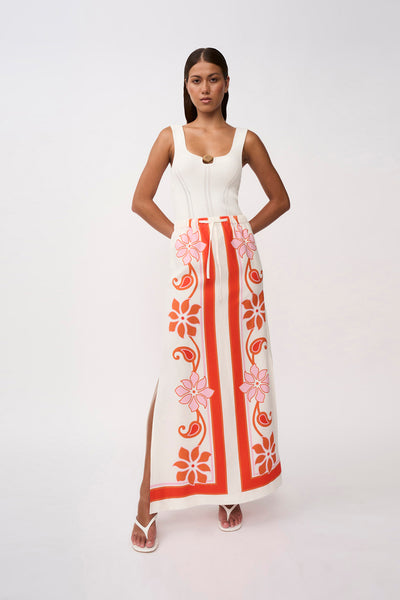 Sierra Paradiso Long Sun Skirt- Pink Red Orange