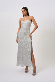 Skylar Sequin Long Line Dress | Final Sale - Brushed Silver