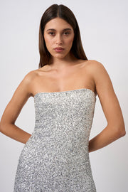 Skylar Sequin Long Line Dress | Final Sale - Brushed Silver