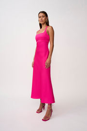 Soleil Pipe Bias Midi Dress - Fuchsia Pink