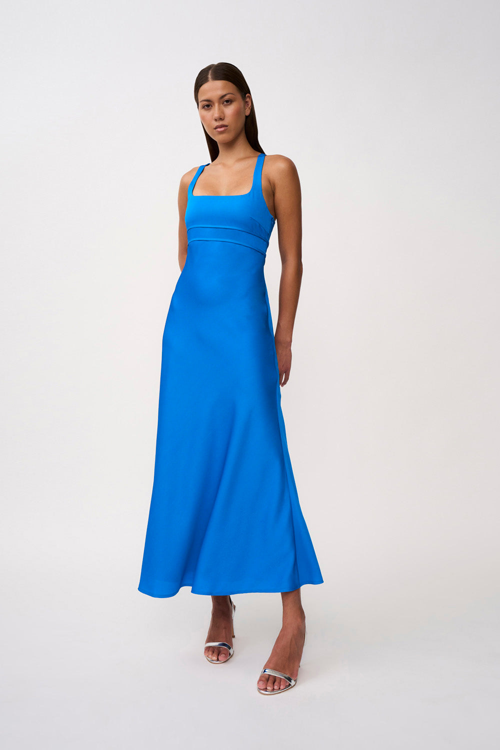 Soleil Blue Bias Midi Dress