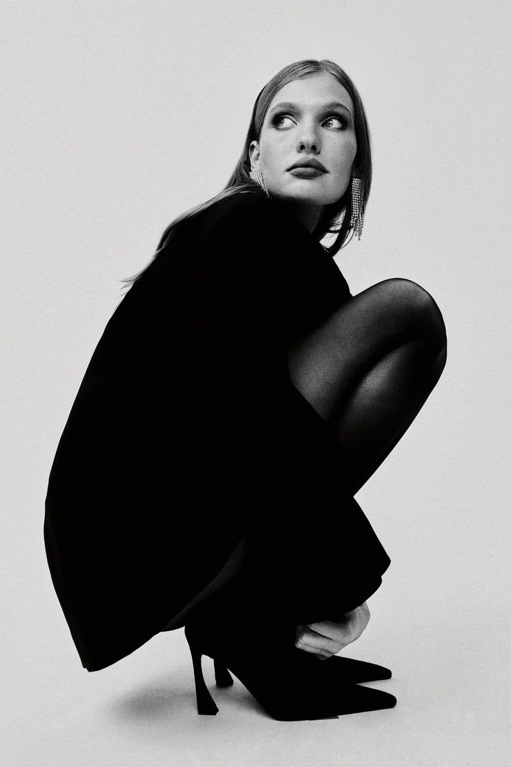 The Adele Oversized Blazer Mini Dress - Black