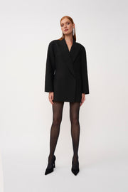 The Adele Oversized Blazer Mini Dress - Black