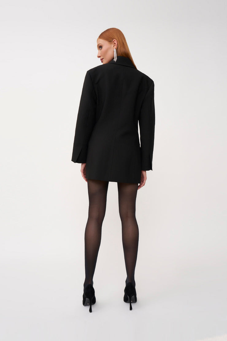 The Adele Oversized Blazer Mini Dress - Black