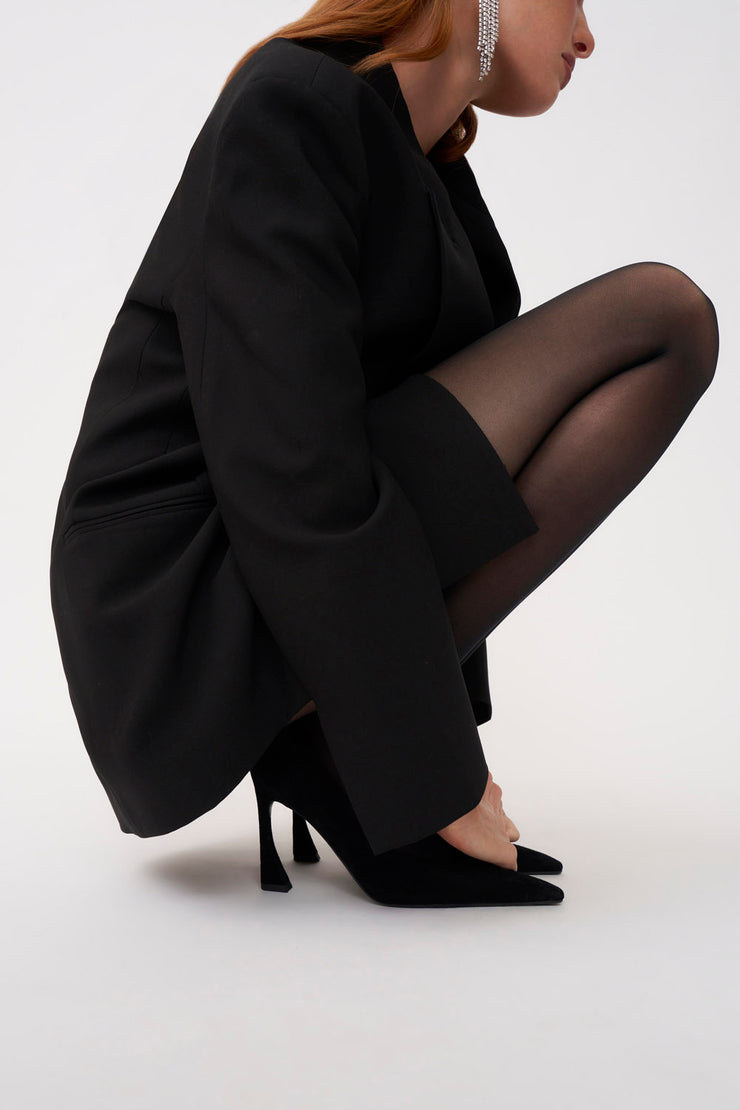 The Adele Oversized Blazer Mini Dress - Black