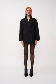 The Adele Oversized Blazer Mini Dress - Black