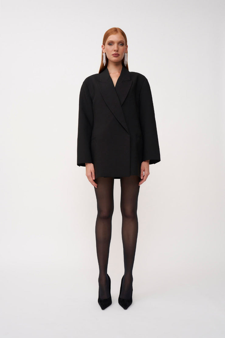 The Adele Oversized Blazer Mini Dress - Black