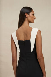 The Cleo Midi Dress - Ivory Black