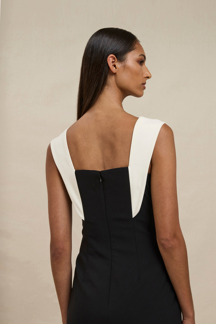 The Cleo Midi Dress - Ivory Black