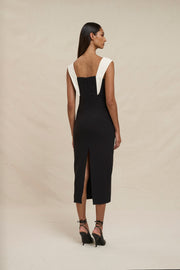 The Cleo Midi Dress - Ivory Black