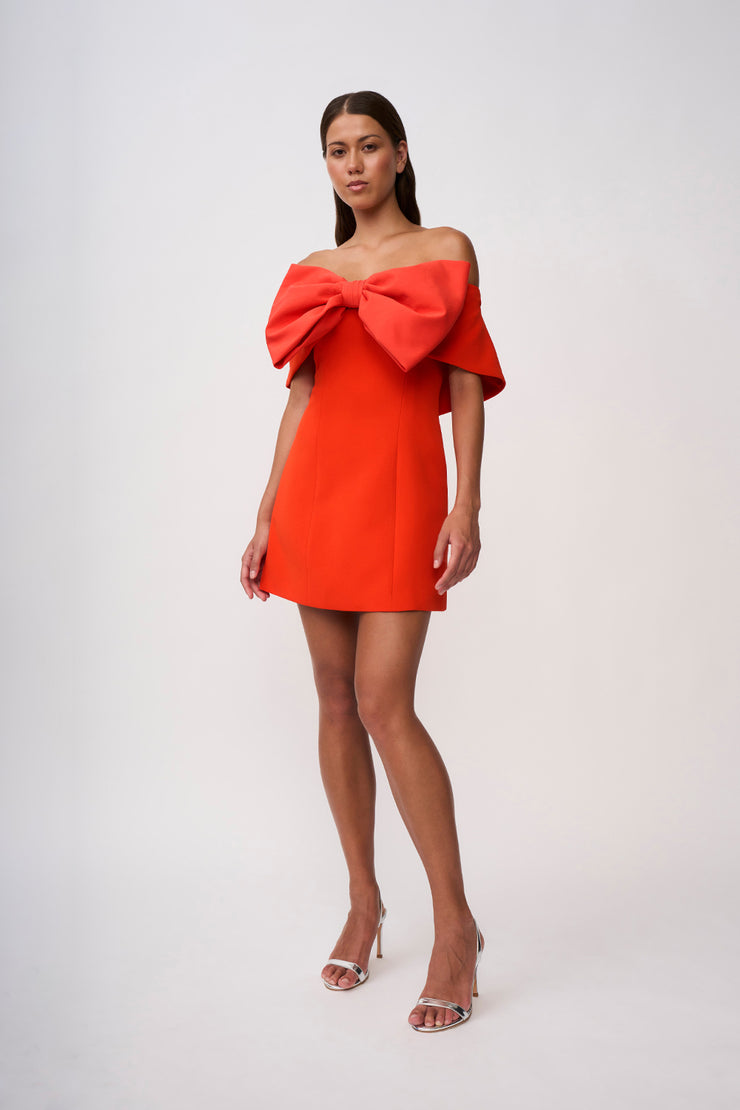 Molly Bow Mini Dress - Red