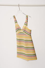 Tropical Stripe V Front Mini Dress - Multi Colour