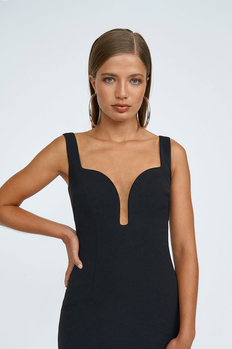Two Strap Scoop Mini Dress | Final Sale - Black