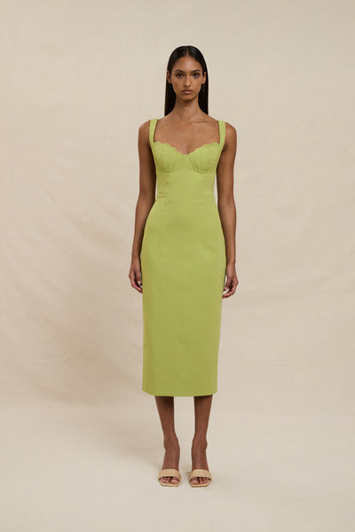 Venus Shell Midi Dress - Pistachio Green
