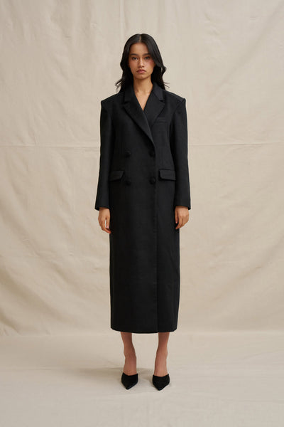 Winona Long Line Coat - Black
