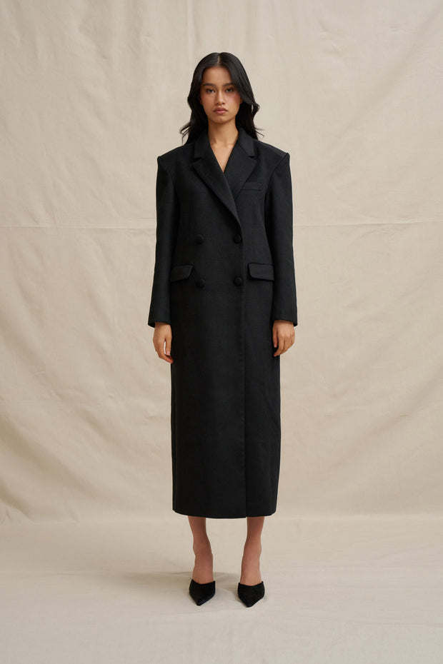 Winona Long Line Coat - Black
