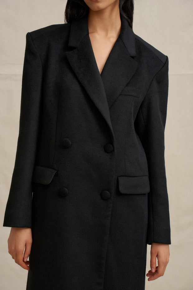 Winona Long Line Coat - Black