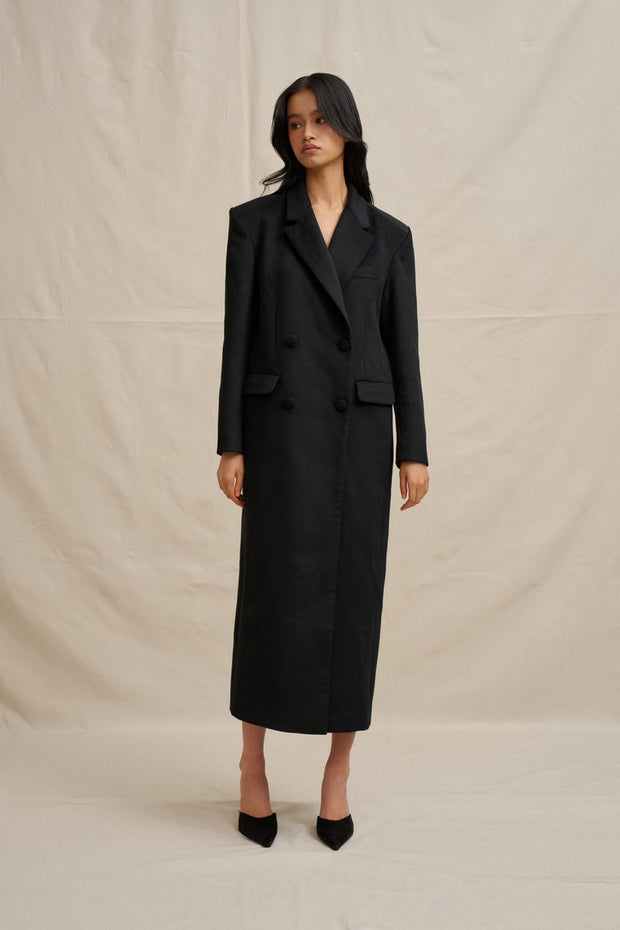 Winona Long Line Coat - Black