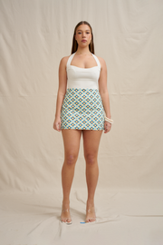 Zinnia Mini Skirt - Multi Yellow Blue