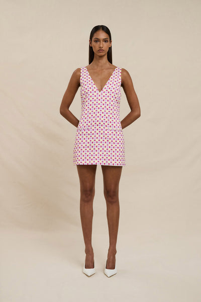 Zinnia Geo Shift Mini Dress - Lilac Yellow Berry