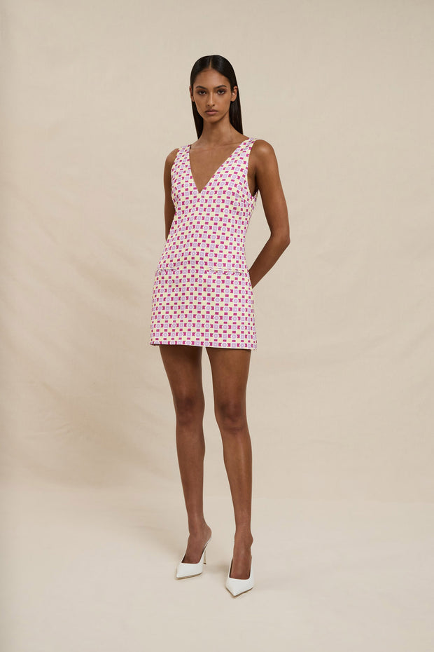 Zinnia Geo Shift Mini Dress - Lilac Yellow Berry