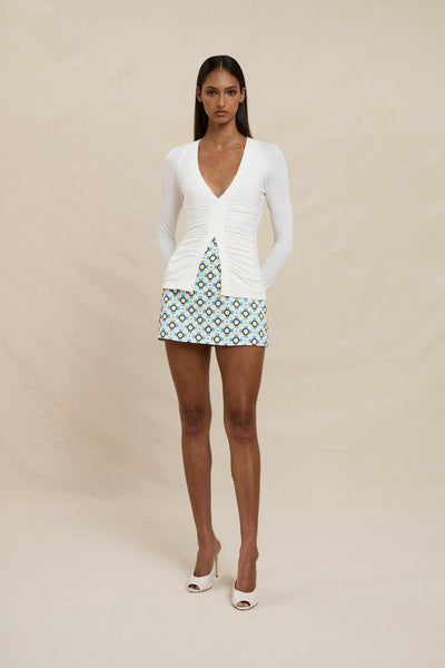 Zinnia Mini Skirt - Multi Yellow Blue