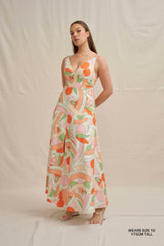 Bloomtide Maxi Dress - Multi Green Peach