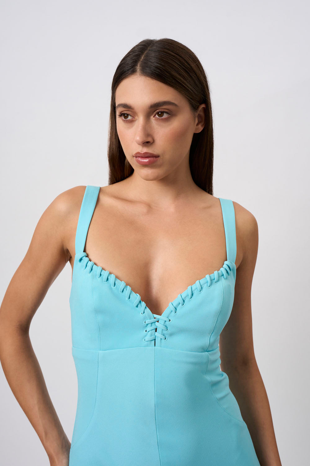 Strapless Dress By Johnny Lacework Strap Midi Dress Lady Lace Up Ankle Dress  Final Sale Blue