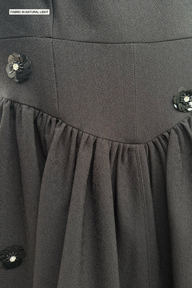 Nova Scallop Mini Dress - Black