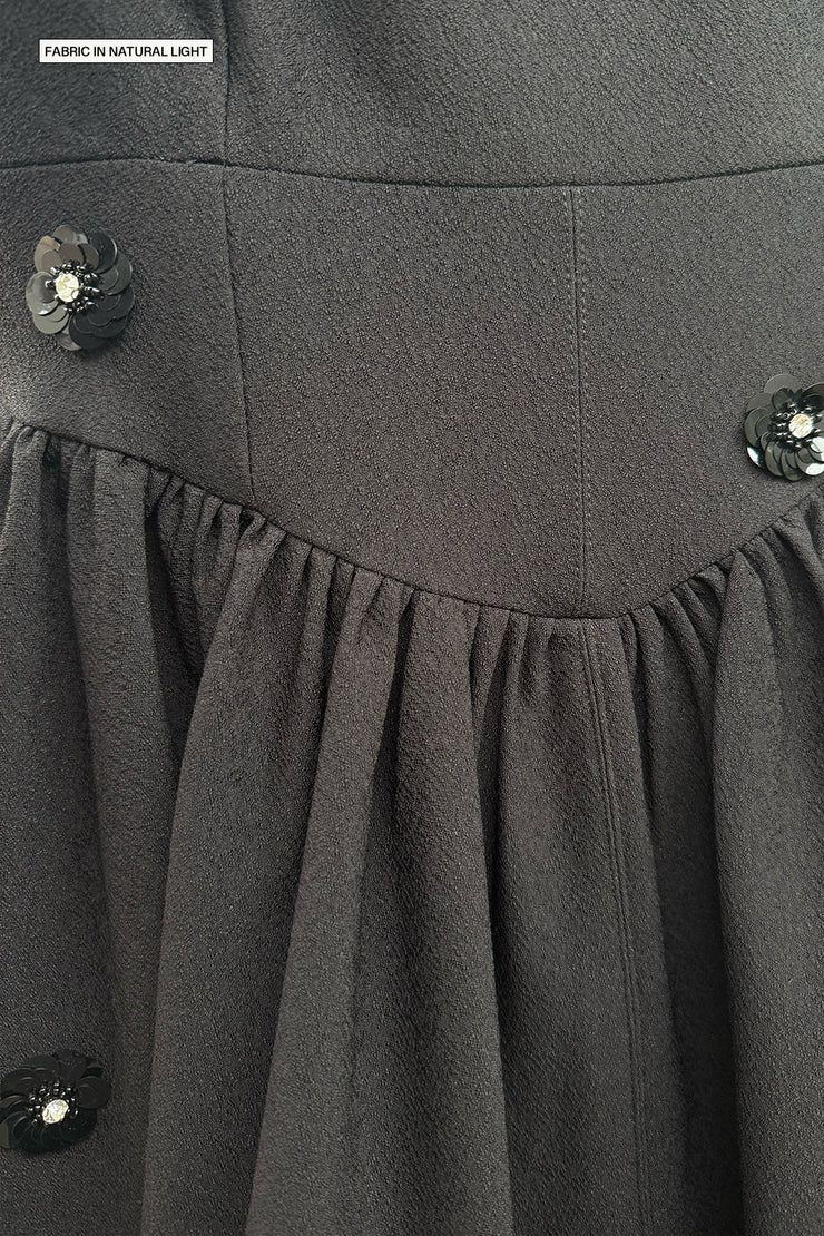 Nova Scallop Mini Dress - Black