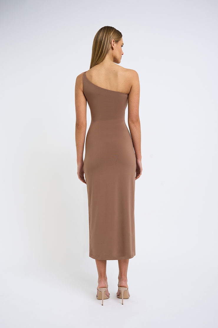 Siya Slice Gather Dress | Final Sale - Tan