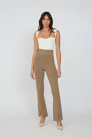 Knit Split Front Pant | Final Sale - Caramel