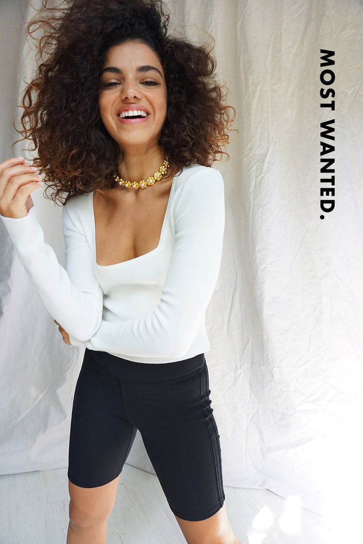 Clare Crop Sleeve Top - White | Final Sale