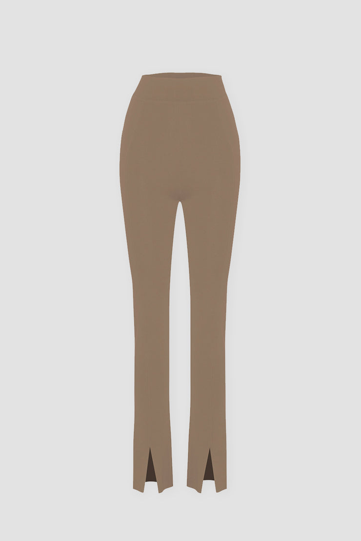 Knit Split Front Pant | Final Sale - Caramel