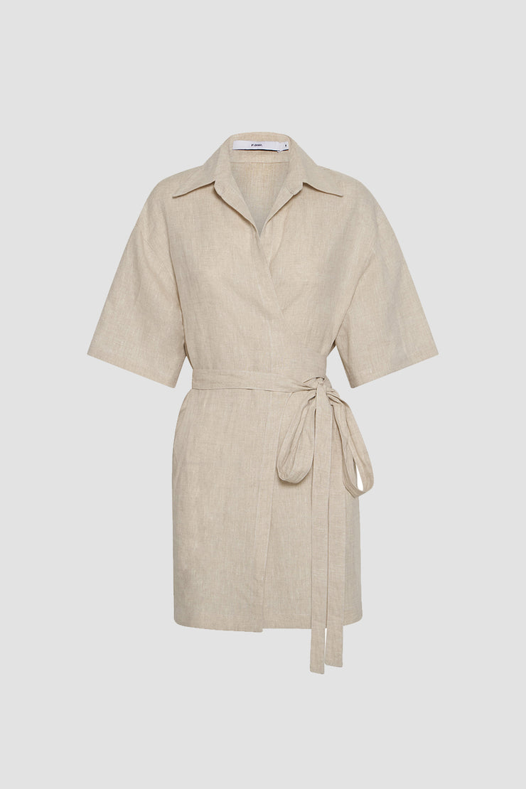 Amy Linen Wrap Shirt Dress
