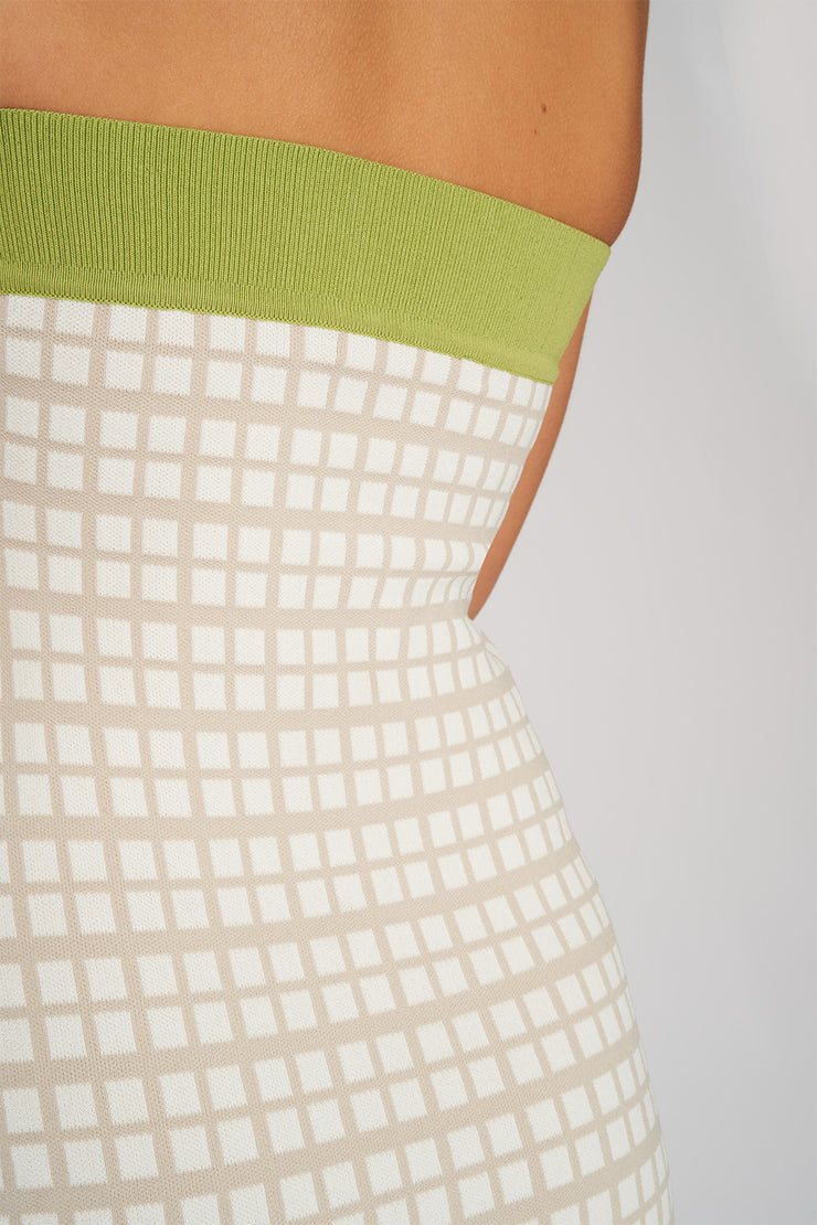 Isabella Check Strapless Knit | Final Sale - Pistachio Sand White