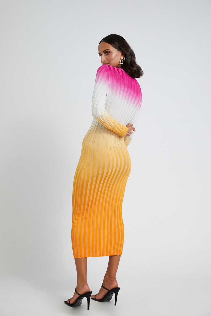 Fuschia Sunrise Ribbed Midi Dress | Final Sale