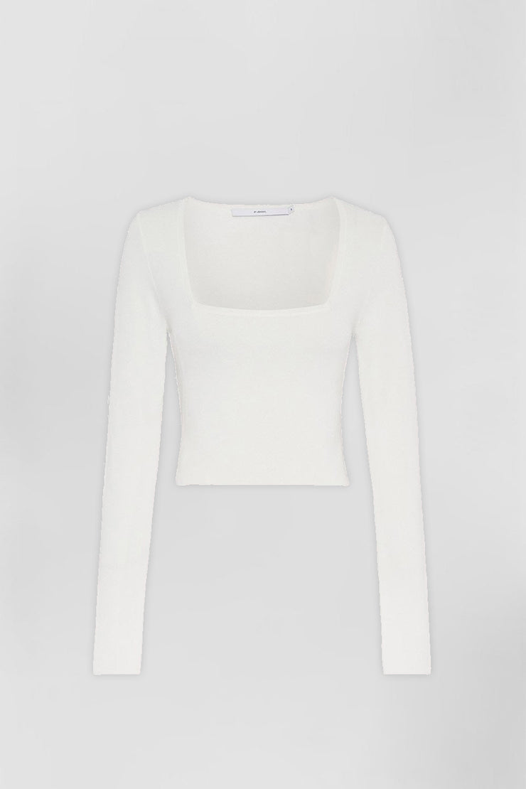 Clare Crop Sleeve Top - White | Final Sale