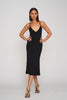 V Flare Knit Midi Dress | Final Sale - Black