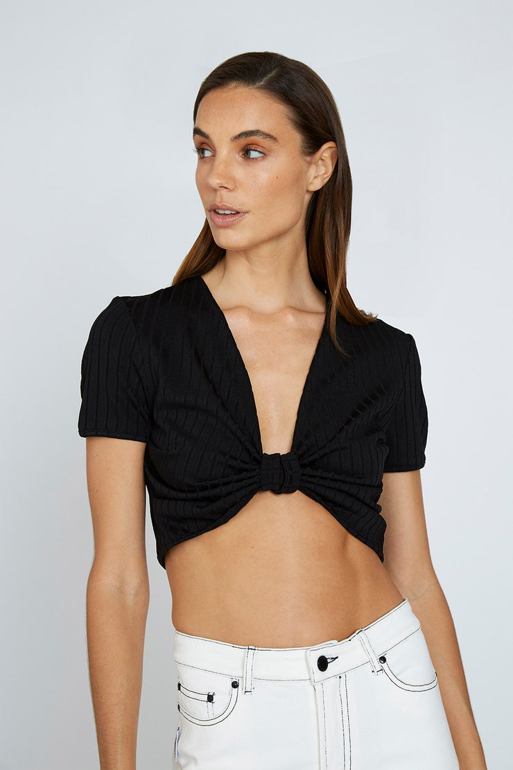 Nina Rib Top | Final Sale - Black