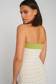Isabella Check Strapless Knit | Final Sale - Pistachio Sand White