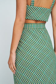 Alex Tweed Bias Skirt - Green Blush Bone