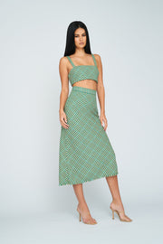 Alex Tweed Bias Skirt - Green Blush Bone