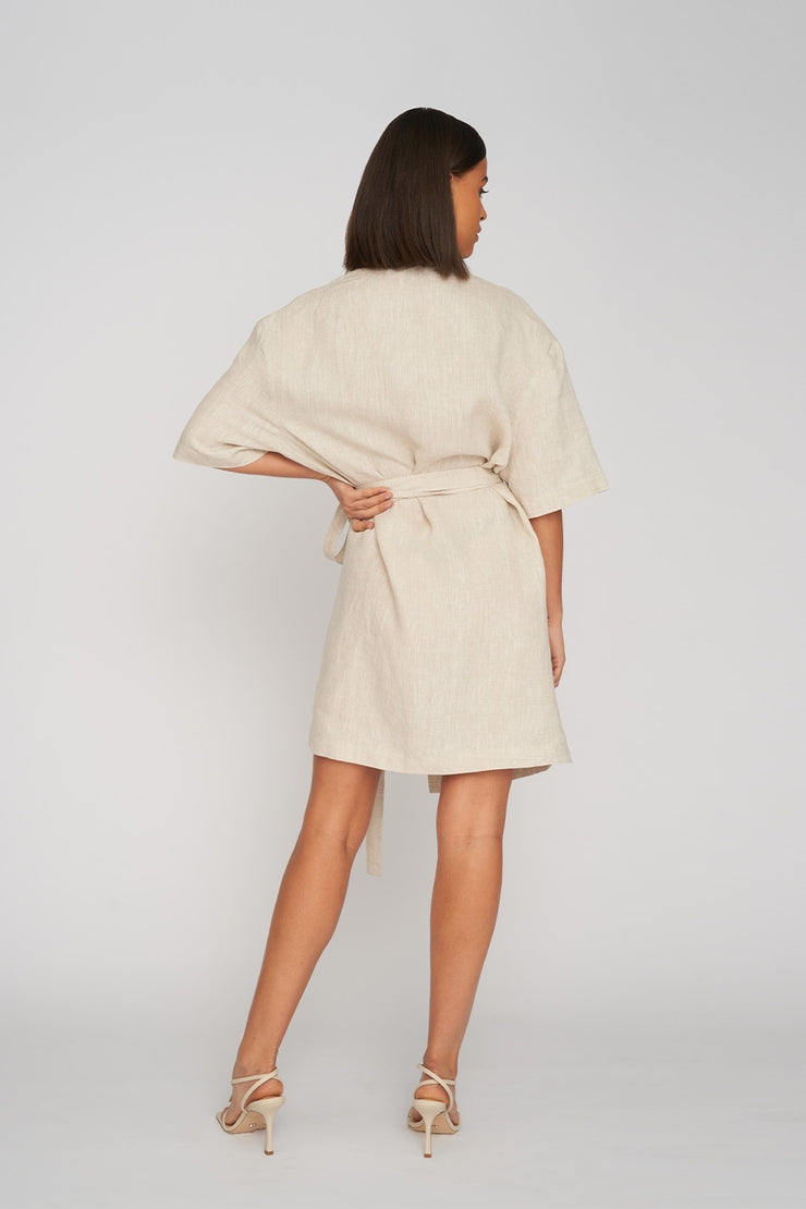 Amy Linen Wrap Shirt Dress