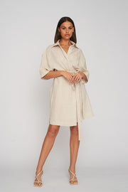 Amy Linen Wrap Shirt Dress