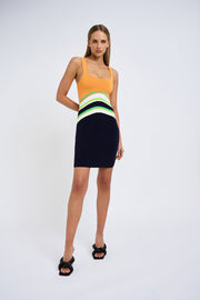 Ari Knit Mini Dress | Final Sale  - Orange Black Ivory Green