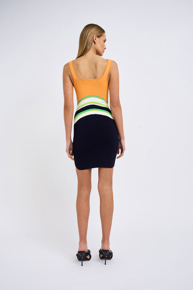Ari Knit Mini Dress | Final Sale  - Orange Black Ivory Green