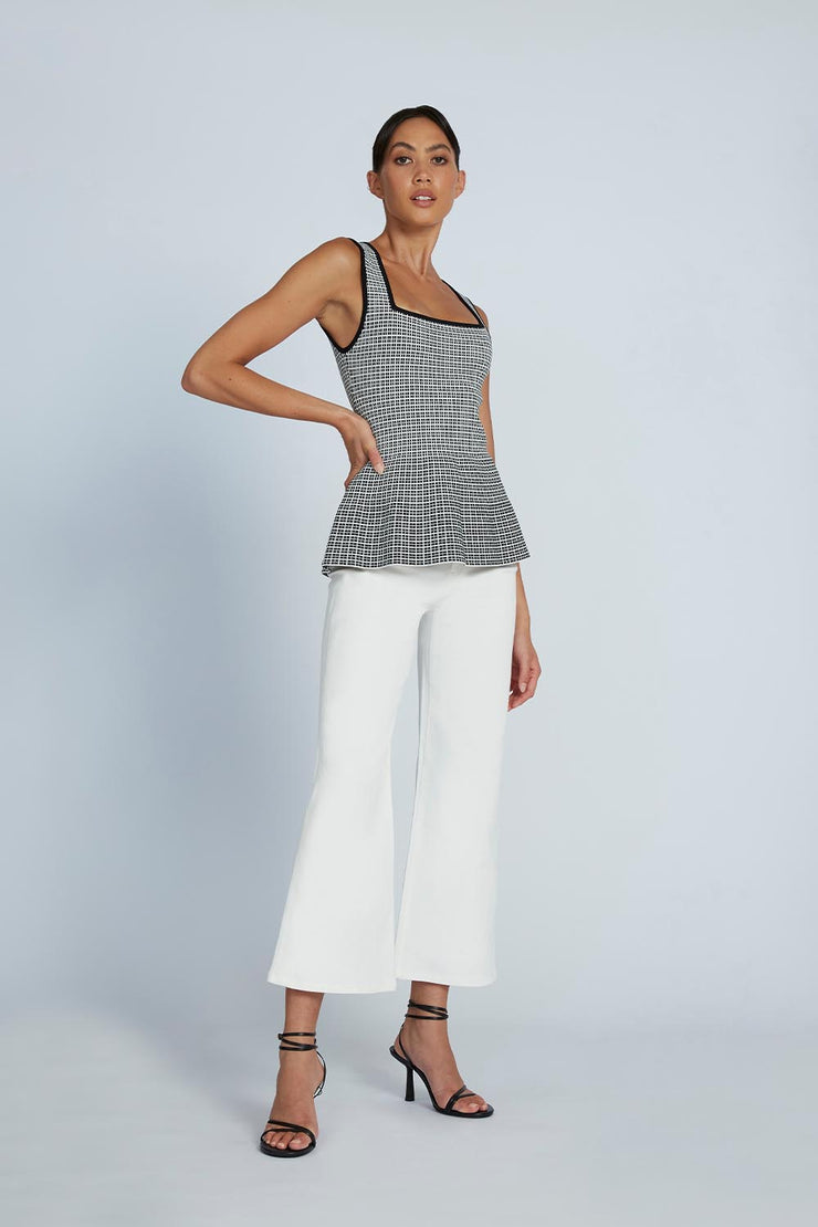 Window Check Flare Top | Final Sale - Black White